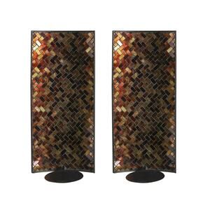 WHOLE HOUSEWARES Vintage Mosaic Glass Candle Holder Decorative Metal Wall Sconce